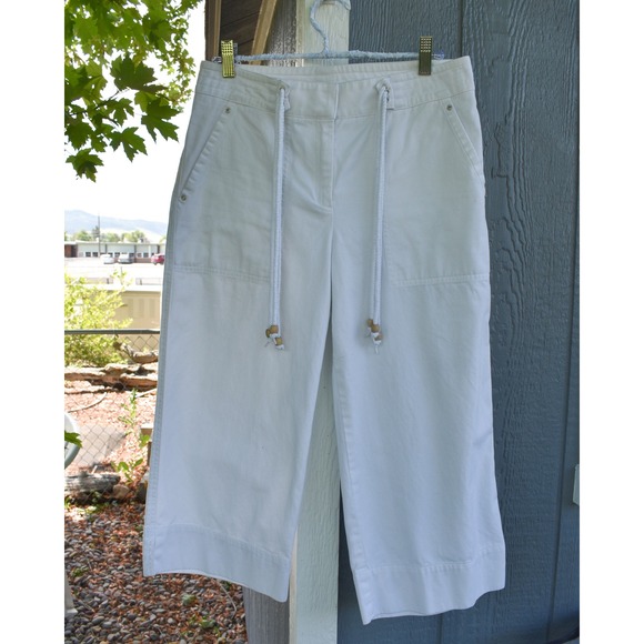 Lauren Ralph Lauren Pants - Lauren Ralph Lauren White Sailor Capri Gaucho Pants Cotton Beach 90s Size 6